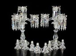 A Pair Of Magnificent Four Light Baccarat Candelabra / Candle Holder Lustres