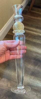 A set of two 13 inch candle holders by Union Street Glass, Manhattan Gold, signed