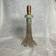 Antique Cased Green Uranium & Satin Art Glass Gold Encrusted Candle Holder Look