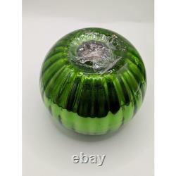 ANTIQUE Green Mercury Glass Ribbed Votive Candle Holders Set of 2 Emerald Round