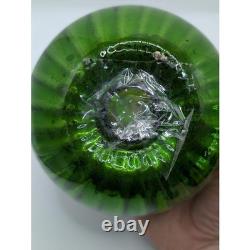 ANTIQUE Green Mercury Glass Ribbed Votive Candle Holders Set of 2 Emerald Round