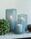 Ariamotion Hurricane Candle Holders For Pillar Glass Sandy Blue Cylinder New