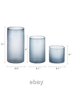 ARIAMOTION Hurricane Candle Holders for Pillar Glass Sandy Blue Cylinder New