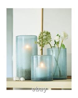ARIAMOTION Hurricane Candle Holders for Pillar Glass Sandy Blue Cylinder vase