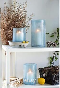 ARIAMOTION Hurricane Candle Holders for Pillar Glass Sandy Blue Cylinder vase