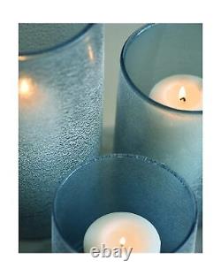 ARIAMOTION Hurricane Candle Holders for Pillar Glass Sandy Blue Cylinder vase