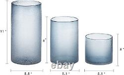 ARIAMOTION Hurricane Candle Holders for Pillar Glass Sandy Blue Cylinder vase