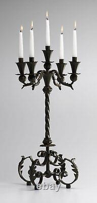 Acanthus 5 Taper Wrought Iron Table Stand Candelabra Candle Holder Tuscan