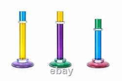 Adorable Signed Chatham Glass Co Candle Holders Candlesticks Set of 3 MINT