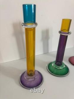 Adorable Signed Chatham Glass Co Candle Holders Candlesticks Set of 3 MINT