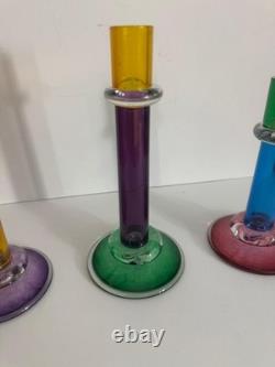 Adorable Signed Chatham Glass Co Candle Holders Candlesticks Set of 3 MINT