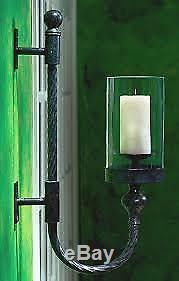 Aged Black Metal Tuscan Twist Candle Holder Wall Sconce Large 27 Farmhouse Chic