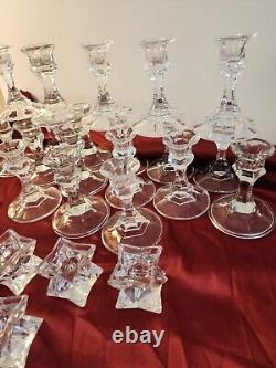 All Of Them. 4 Candle Holders, Crystal Glass, Odd Crystal Holders, Vintage