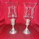 Alvin Sterling Candle Holders With Etched Glass Globes Set Of 2