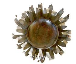 Amazing Forged Iron and Glass Candle holder Candelabra Stand Blooming Lotus