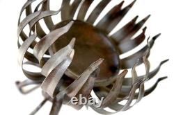 Amazing Forged Iron and Glass Candle holder Candelabra Stand Blooming Lotus