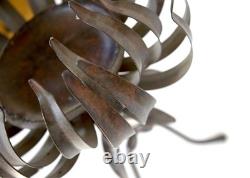 Amazing Forged Iron and Glass Candle holder Candelabra Stand Blooming Lotus