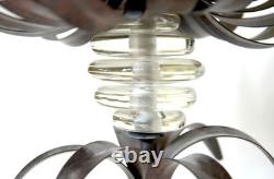 Amazing Forged Iron and Glass Candle holder Candelabra Stand Blooming Lotus