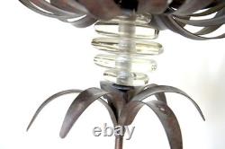 Amazing Forged Iron and Glass Candle holder Candelabra Stand Blooming Lotus