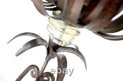Amazing Forged Iron and Glass Candle holder Candelabra Stand Blooming Lotus