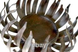 Amazing Forged Iron and Glass Candle holder Candelabra Stand Blooming Lotus