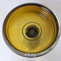 Amber Art Glass Pedestal Pillar Candle Holders MCM Vintage Set of 2