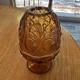 Amber Glass Floral Pattern Decorative Candle Holder For Tea Light Or Votive