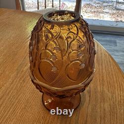 Amber Glass Floral Pattern Decorative Candle Holder for Tea Light or Votive