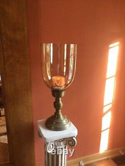 Amber Pillar, Candle Holder, 27 Tall /10.5 Diam, Glass/Metal Hurricane, Pier 1