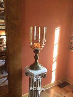 Amber Pillar, Candle Holder, 27 Tall /10.5 Diam, Glass/Metal Hurricane, Pier 1