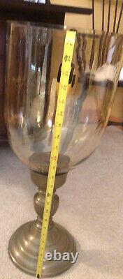 Amber Pillar, Candle Holder, 27 Tall /10.5 Diam, Glass/Metal Hurricane, Pier 1