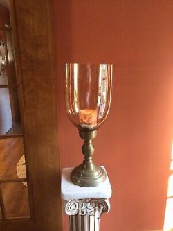 Amber Pillar, Candle Holder, 27 Tall /10.5 Diam, Glass/Metal Hurricane, Pier 1