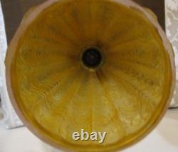 Amber Textured Ribbed Glass Candle Holders withMetal Base, 15.5 T, Home Decor
