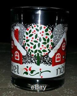 Anchor Hocking Christmas Noel Glasses / Tea Light Candle Holders