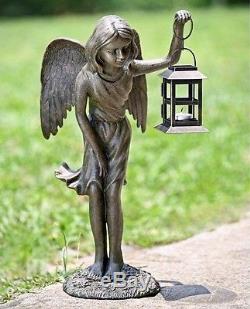 Angel Girl Garden Lantern Fairy Candle Holder Statue Sculpture Candleholder 18H
