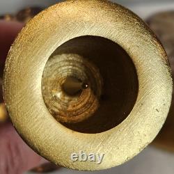 Anthropologie Solen Gold Metal Taper Candle Holders Modern Cut Glass Set of 2