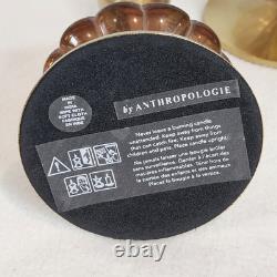 Anthropologie Solen Gold Metal Taper Candle Holders Modern Cut Glass Set of 2