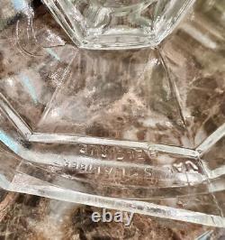 Antique 1900 Val St Lambert Belgium Pair Tall Glass Candle Holders Clear Crystal