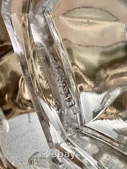 Antique 1900 Val St Lambert Belgium Pair Tall Glass Candle Holders Clear Crystal