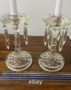 Antique 1920's Ornate Glass Candle Holders Prisms French Farmhouse Art Deco Era