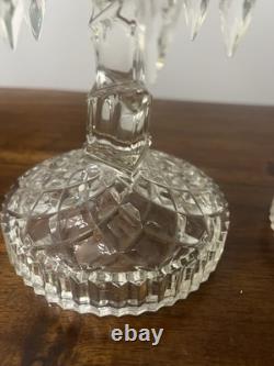 Antique 1920's Ornate Glass Candle Holders Prisms French Farmhouse Art Deco Era