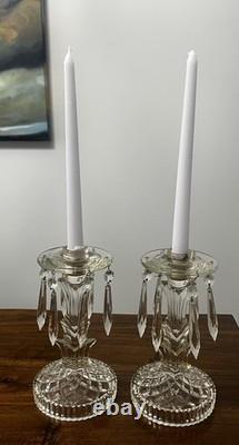 Antique 1920's Ornate Glass Candle Holders Prisms French Farmhouse Art Deco Era