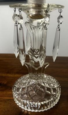 Antique 1920's Ornate Glass Candle Holders Prisms French Farmhouse Art Deco Era