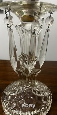 Antique 1920's Ornate Glass Candle Holders Prisms French Farmhouse Art Deco Era