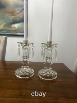 Antique 1920's Ornate Glass Candle Holders Prisms French Farmhouse Art Deco Era