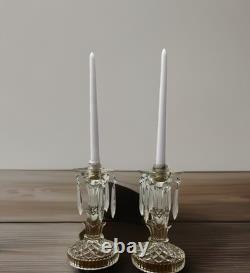 Antique 1920's Ornate Glass Candle Holders Prisms French Farmhouse Art Deco Era