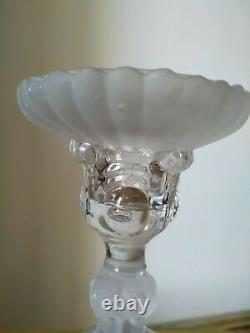 Antique 19th century Pressed Glass Baccarat Candlesticks Cariatides 11 3/4