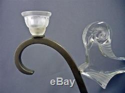 Antique Art Deco Prancing Ram Glass M. Model France Hood Ornament Candle Holder