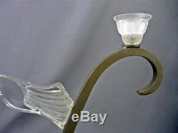 Antique Art Deco Prancing Ram Glass M. Model France Hood Ornament Candle Holder