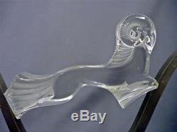 Antique Art Deco Prancing Ram Glass M. Model France Hood Ornament Candle Holder